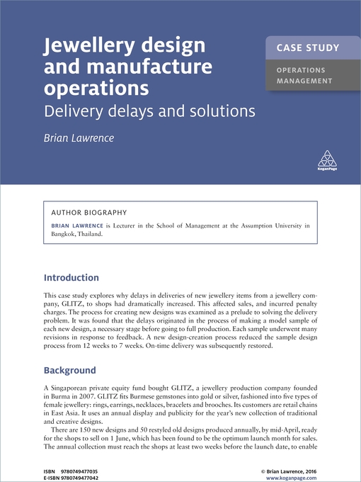 Title details for Jewellery Design and Manufacture Operations by Brian Lawrence - Available